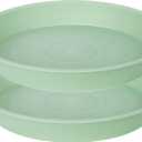 2 Pack of 14 inch Plant Saucers Bird Bath Bow Round, Plastic Plant Saucer Tray for Pots, White Planters for Indoor Plants, Plant Trays for Planter 12-15" (14", Light Green)