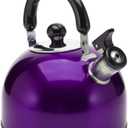 YBM Home Stainless Steel Stovetop Whistling Tea Kettle 3L with Handle, Induction Compatible - Purple