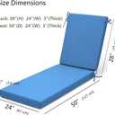 78 inch Chaise Lounge Cushion for Outdoor Furniture, Waterproof Fade Resistant Lounge Deck Chair Cushions for Patio Lawn, 78x24x3 Inch, Blue
