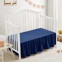SiinvdaBZX Navy Blue Crib Skirt Dust Ruffle, Microfiber Crib Bed Skirt 52"x28" with 14" Drop, Durable Full Coverage Toddler Bedskirt Fit for Baby Boys Girls Nursery Standard Crib