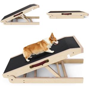 32" Dog Ramp for Couch & Low Bed – Extra Wide 16” Non-Slip Surface, High Load 200 lbs, Ultra-Stable Structure with 4" Flat Platform, Adjustable Slope Pet Ramp for Small Senior Dogs Dachshund Corgi
