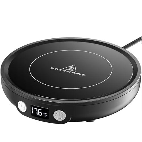 SWEETFULL Mug Warmer - Upgraded 36W Coffee Cup Warmer for Desk with 130℉-176℉ Digital Display, 2-12H Timer Auto Shut Off, Smart Electric Coffee Heating Plate, Ideal Gifts for Women Men - Black