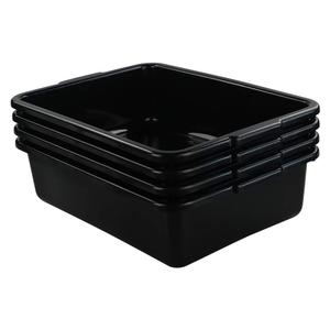 Teyyvn 13L Plastic Bus/Utility Box, Commercial Wash Basin Tote, Pack of 4, Black