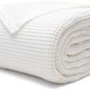Salt Earth GOTS Certified 100% Organic Cotton Throw Blanket, 60" X 80" Waffle Blankets & Throws for Bed, Throw Blanket for Couch, Modern and Cozy Blanket, All Seasons, Comfy and Soft Blanket(White)