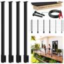 12-20FT Swageless Black Side Mount Cable Railing Post Kit System 42"