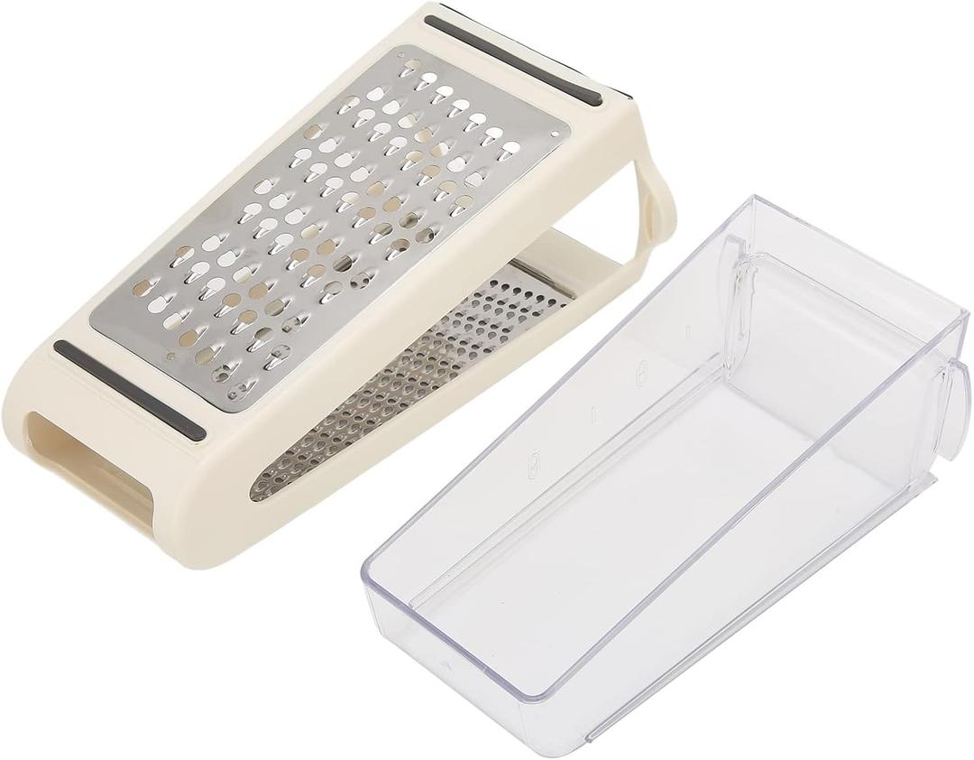 Cheese Grater Handheld - Double Sided Reversible Box Grater with Storage Container,Stainless Steel Blades for Cheese,Vegetables,Ginger,Garlic