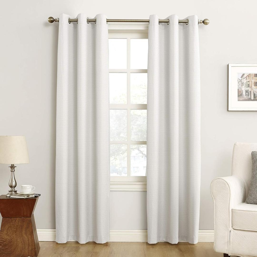 Sun Zero Cooper Thermal Insulated Energy Efficient Grommet Curtain Panel, White, 51x102"