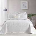 100% Cotton Oversized Bedspread Quilt Coverlet Set, 128"x120", Extra Wide Super King