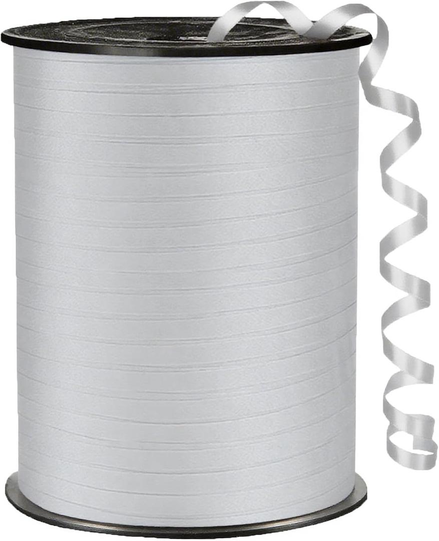 Crimped Curling Ribbon500 Yard1/5" for Crafts,Gift Wrapping, Balloon String, Baby Shower, Parties & Festivals, Florist Flowers (Silvery)