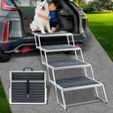 Extra Wide Dog Stairs for Large Dogs, Dog Stairs for Cars, Foldable Dog Ramp,Light Weight Aluminum,High Beds,for SUV Trucks, Supports up to 200 lbs