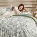 Bedsure Comforter Set Queen Size - Cute Floral Bedding Comforter Set, 3 Pieces, 1 Soft Reversible Desert Sage Sketch Flowers Comforter and 2 Pillow Shams