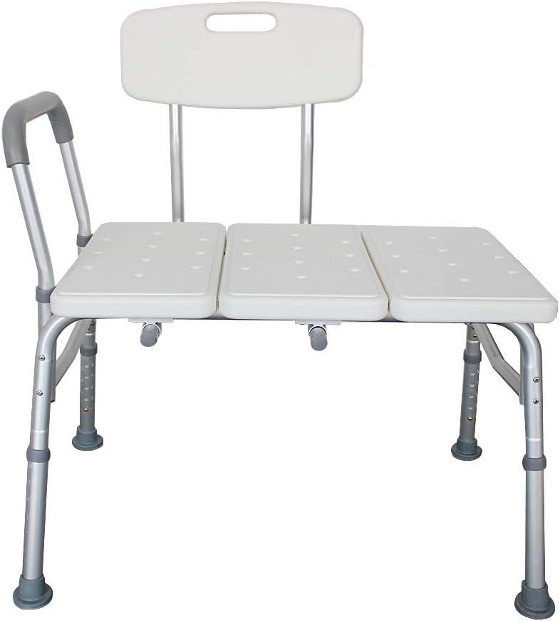 Winado Tub Transfer Bench for Bathtub with Backrest & Padded Armrest, Supports up to 330 lbs Aluminium Alloy Bath Chair Seat, White