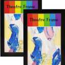 Black Theatre Frame with Real Glass, 2 Packs, Theatre Bill Frame, 7/8 inch deep moulding, Holds 5.5x8.5-inch Media, Wall or Tabletop Display