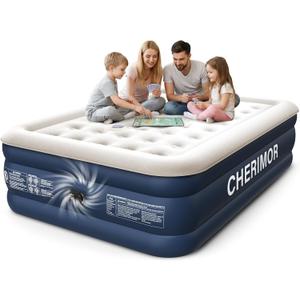 Queen Air Mattress with Built in Pump, 18" Elevated Height, 48Hr Leak-Tested, Honeycomb Coil Support, 800 lbs Capacity, Fast 3-Min InflationBlow Up Mattress for Guest Room & Sleepover