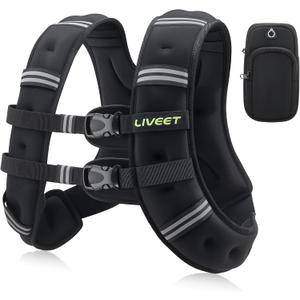 Liveet Weighted Vest, 25 lbs Weighted Vest for Women Men, Weight Vest with Reflective Strips Adjustable Buckle Straps for Walking Running Strength Training Cardio Workout Liveet Weighted Vest, 25 lbs Weighted Vest for Women Men, Weight Vest with Reflective Strips Adjustable Buckle Straps for Walking Running Strength Training Cardio Workout