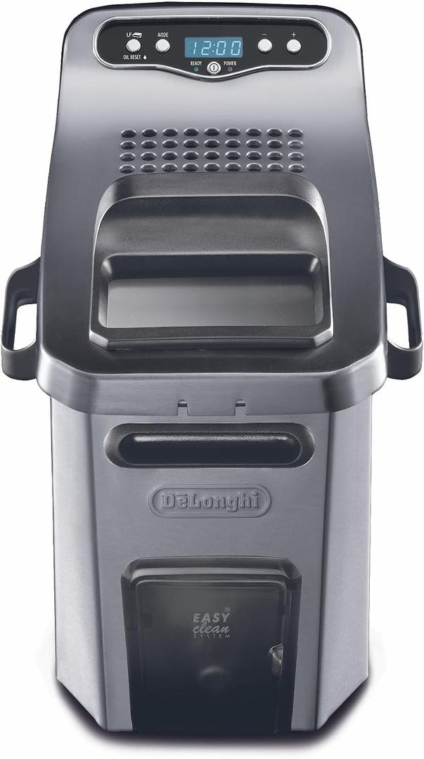 DeLonghi Livenza Deep Fryer with EasyClean System, Cool Zone, Adjustable Thermostat, Dishwasher-Safe Parts, Large Capacity, Easy Oil Draining, Stainless Steel