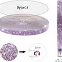 Self Adhesive Crystal Rhinestone Ribbon Strips, 9 Yards DIY Diamond Bling Ribbon Stickers Rhinestone Tape Roll for Crafts Phone Car Decorations (9 Yards, Purple)