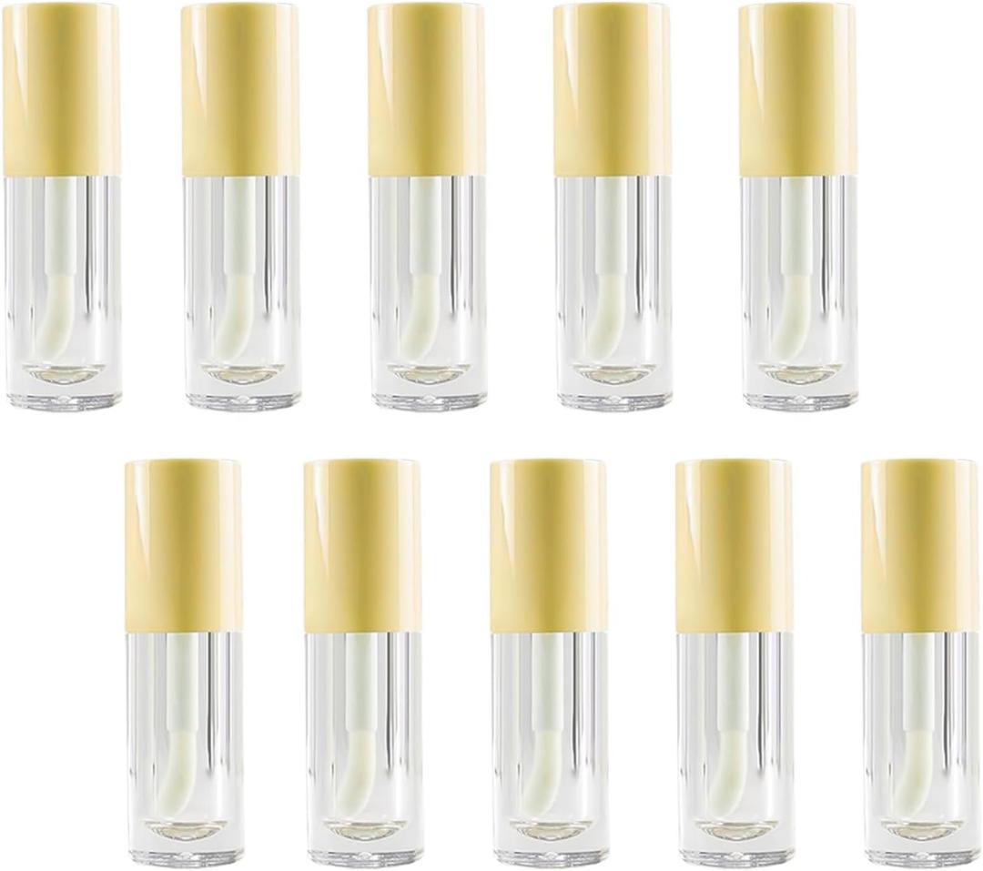 10PCS Empty Lip Gloss Tubes,6ml Yellow Containers Empty With Thick Wand, For DIY Lip Gloss Making