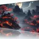 Dark Canyon Mouse Pad,XXL 35.4"x15.7" Big Gaming Mousepad,Japanese Full Moon Large Extended Mouse Mat,Non-Slip Rubber Base Waterproof with Stitched Edges for Gaming Office Home, 35.4L x 15.7W inches