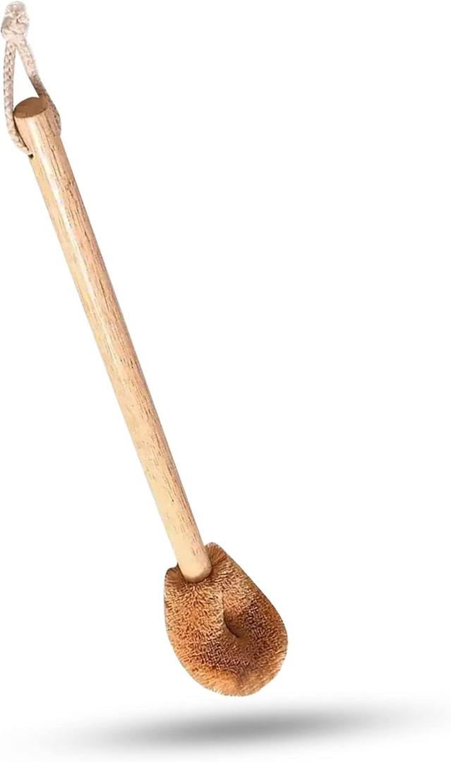 Naturals Toilet Bowl Brush - Natural Coconut Fiber Golf Head & Long Wooden Handle for Effective Cleaning for Bathroom Toilet - Eco-Friendly & Durable - 2 Pack Brushes with 2 Wall Hooks