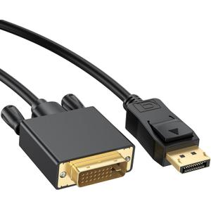 DisplayPort to DVI Display Cable 6FT, DisplayPort to DVI Adapter Male to Male Cord Cable for TV, Dell, HP, Projector, Monitor and Other Devices