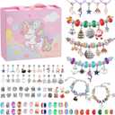 Emibele Charm Bracelet Making Kit, Jewelry Making Kit for Girls Age 8-12, Unicorn/Mermaid DIY Bracelets Crafts Kit for 5 6 7 Girls, Gifts Idea on Birthday Valentines Easter