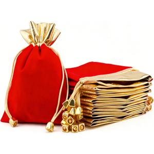 KIPETTO Velvet Drawstring Bags for Valentines Day 25Pcs Velvet Drawstring Gift Bags Jewelry Pouches for Wedding Valentine Birthday Party Favors, 4.7"x 6.3", Red