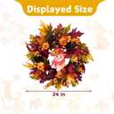 24" Fall Wreath with Pumpkins, Maple Leaves & Timer LED Lights  Autumn Front Door Wreath with Removable Cat Decor, Thanksgiving Harvest Decor for Indoor Outdoor