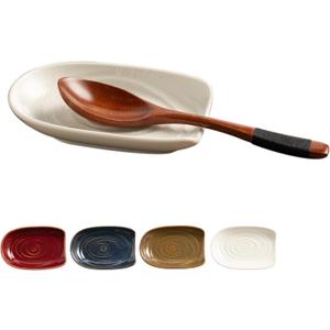 Ceramic Spoon Rest for Kitchen Counter 5.1 Inch Porcelain Spoon Holder Farmhouse Cooking and Coffee Spoon Rest for Stove Top (white)