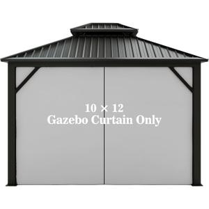 Gazebo Universal Replacement Privacy Curtain – Hugline 10' x 12' Gazebo Side Wall Outdoor Privacy Panel with Zipper (Gray)