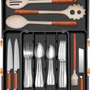 Spaclear Silverware Organizer - Expandable Kitchen Drawer Organizer, Utensil Drawer Organizer, Adjustable Plastic Flatware and Cutlery Holder, Kitchen Organizers Storage for Forks Knives, Black (M(9.5-15.2"W x 12.6-19"D))