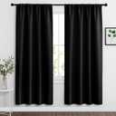 RYB HOME Black Blackout Curtains for Bedroom Living Room, Thermal Insulated Privacy Rod Pocket Drapes for Nursery Office Home Theater,  Size 105*50 Inch