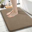 OLANLY Thick Memory Foam Small Bathroom Rugs 24x16, Extra Soft Absorbent Bathroom Mat, Quick Dry Bath Mats, Non-Slip, Machine Washable Carpet for Bathroom, Tub and Shower, Home Decor Accessories, Tan
