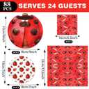 CC HOME Ladybug Birthday Paper Plates Napkins Coccinella Insect Disposable Tableware Set Party Supplies Ladybird Theme Dinnerware Serves 24 Guests for Audlts Kids Baby Shower Birthday 88PCS
