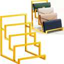 4-Tier Wallet Display Stand 2 Pack Gold , Metal Purse Organizer for Closet Countertop, Handbag Holder Rack Riser Shelf for Wallets Clutch Bags Retail Boutique Store Display