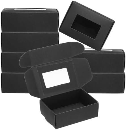 PATIKIL 3.3"x2.4"x1.2" Paper Soap Box with Window, 30 Pack Homemade Soap Boxes Rectangle Presents Packaging Boxes for Birthday Christmas DIY Craft, Black