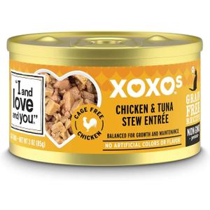 I and love and you XOXOs Wet Cat Food - Chicken + Tuna Stew- Grain Free, Filler Free, 3oz Pack of 24 Cans, Best Before 22 JUN 2025