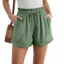 TCHH-DayUp Women‘s High Waisted Elastic Waist Shorts with Pockets - Lightweight Summer Beach Casual Lounge Drawstring Shorts (Teal)