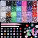 22300Pcs Color Rhinestones for Bedazzling, 3-6 mm Jelly Bedazzling Resin Gems, White Pink Purple Black Gold Tan Red Silver Gems Colored Bedazzling Kit for Crafting Nails Face Makeup Crafts Tumblers (S8)