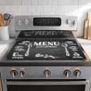 Decorative Electric Stove Cover - Cook Menu Design, Non-Slip Heat Resistant Protector for Smooth/Glass Top Stoves, Fits 28.5'' x 20.5''