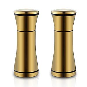 Kyraton Gold Salt and Pepper Shakers, Titanium Plating Stainless Steel Salt and Pepper Grinders Refillable Pepper Grinder, Pepper Mill, Salt Grinder, Salt Shaker, Salt Pepper Shaker Set of 2