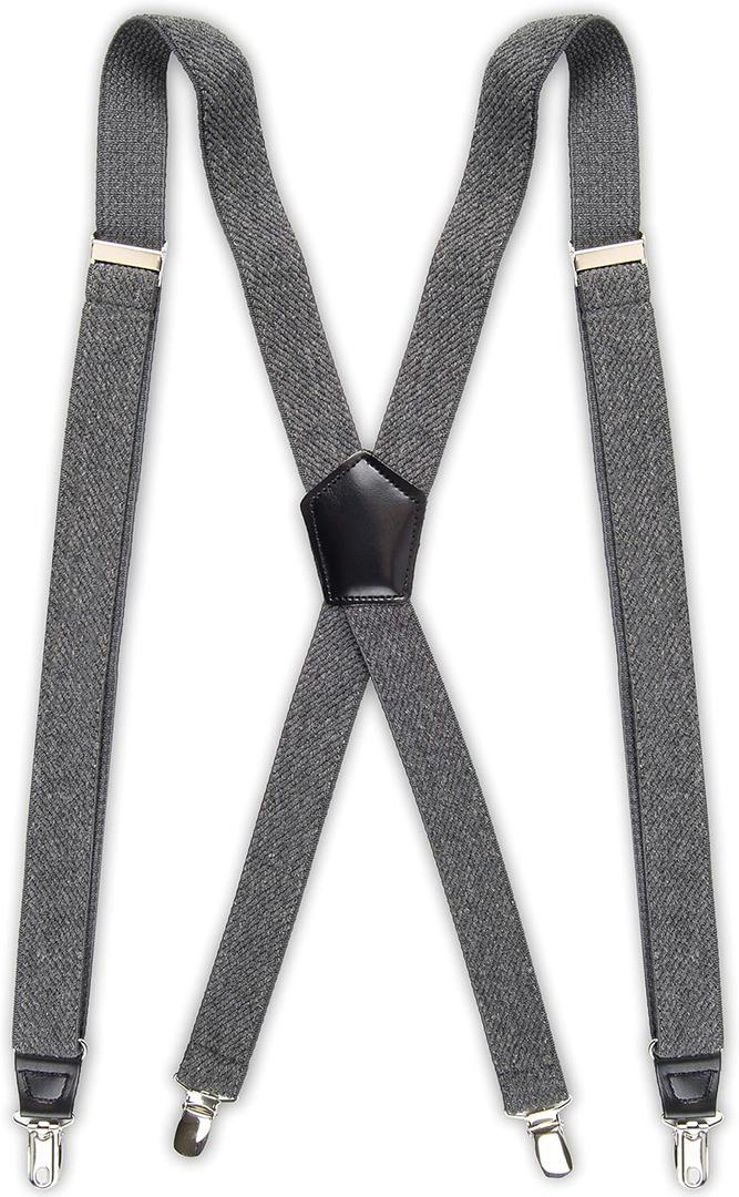 DOCKERS Men's Solid Suspender (Textured Gray)