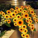 Solar Garden Lights Outdoor, Solar Sunflower Lights with 46 Lifelike Sunflower, Waterproof 90 Bright LED Fall Flowers Garden Decor for Patio Flower Bed Yard, Gift for Mom (2 Pack)