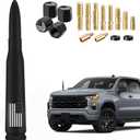 America Flag Truck Car Bullet Antenna with Valve Stem Caps Mast for GM Chevy Silverado 1500 2500 3500 HD Ford F150 F250 F350 Denali Heavy Pickup Jeep AM/FM Truck Accessories (Matte Black)-Anti Theft