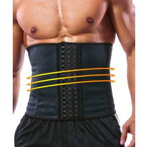 GainKee 100% Latex Men Waist Trainer Corsets With Steel Bone Sweat Belt Sauna Suit For Fitness Body Shaper (5X-Large, Black)