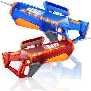 Electric Water Gun for Adults Kids - 2 Pack Powerful Automatic Squirt Gun Long Range Large Capacity, Auto Water Blaster Summer Outdoor Pool Beach Toys Gifts for 6 7 8 Year Old Boys Girls(Blue+Red)