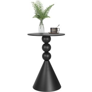 Metal Round Martini Table,Vintage Drum Side End Table,Modern Nightstand Accent Pedestal Tables Coffee Tables for Small Space Living Room, Bedroom,Black, 15.70"D X 15.70"W X 24"H