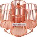 Rotating Pencil Holder, Rose Gold Wire Pen Holder , Spinning 4 Cup caddy Desk Organizer , Strong Metal Pen Organizer for School Stationary Home Office ( Rose Gold )