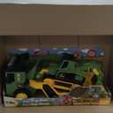 John Deere 2ft Extra Large Mega Mover Dual Joystick Motorized Trucks: Front Loader & Hoe with Trailer, Lights, Sounds Construction Toys for Kids 3+