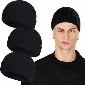 ROYBENS Swag Wool Knit Cuff Short Fisherman Beanie for Men Women, Winter Warm Hats